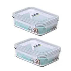 GLASSLOCK - Pack 2 Contenedores Vidrio Hermetico Rect 1000mL