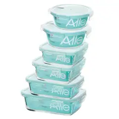 ALLEGRA - Set 6 Contenedores Tapers Hermeticos De Vidrio