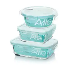ALLEGRA - Set 3 Contenedores Tapers Hermeticos De Vidrio