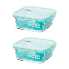 ALLEGRA - Pack 2 Contenedores Hermetico Vidrio Cuadrado 740mL