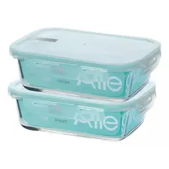 ALLEGRA - Pack 2 Contenedores Hermetico Vidrio Rectangular 750mL
