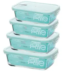 ALLEGRA - Set 4 Contenedores Hermeticos Rectangular De Vidrio