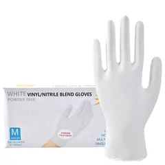 GENERICO - Guantes de Nitrilo Blancos Desechables - 100 Piezas 9-10cm Ancho Palma