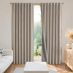 AZ AURAZEUS - Cortina 100% Blackout 2 Paños 220x140 Lino Termica Roller Az Beige