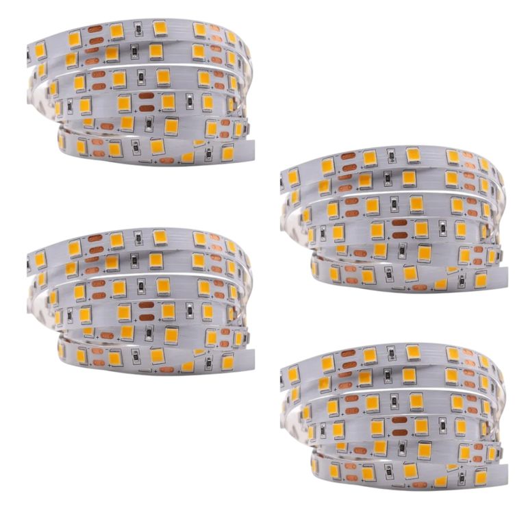 4 Cintas Led 12V 4040 7W IP65 60Led/m 5mt Luz Cálida