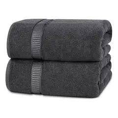AZ AURAZEUS - Set De 2 Toallas De Baño 140x70 Cm Algodon 500gr Grandes Az Gris