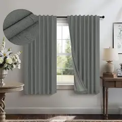 AZ AURAZEUS - Cortina 100% Blackout 2 Paños 160x108 Lino Termica Roller Az Gris