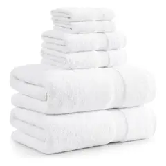 AZ AURAZEUS - Set De 6 Toallas De Baño Algodon 500gr Cuerpo Mano Grande Az Blanco