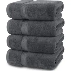 AZ AURAZEUS - Set De 4 Toallas De Baño 140x70 Cm Algodon 500gr Grandes Az Gris