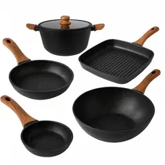 KEEP - Set Cocina Olla + Grill + 2 Sartenes + Wok Granite Line