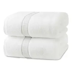 AZ AURAZEUS - Juego De 2 Toallas De Mano 70x40 Cm Algodon 500g Baño Set Az Blanco