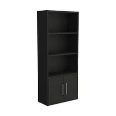 FMFURNITURE - Biblioteca 2 Puertas 4 Niveles Negro