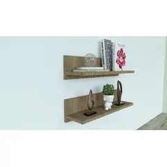 GENERICO - Set 2 Repisas Flotantes Melamina Roble Madera T Ackerman 50cmx10cmx12cm