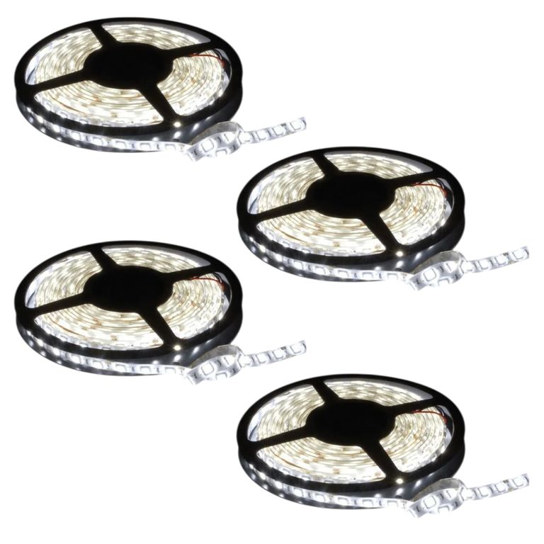 4 Cintas Led 12V 4040 7W IP20 60Led/m 5mt Luz Fría