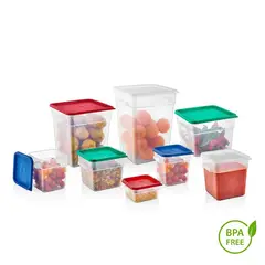 GASTROPLAST - Pack Recipiente Cuadrado Polipropileno 19 Lt Con Tapa Verde