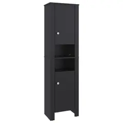 FMFURNITURE - Estante Baño Organizador 2 Puertas Negro