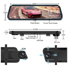 LISM - Pantalla 1080p Cámara Espejo Retrovisor + Camara Retroceso