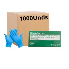 CLEANCARRIER - Guantes Vinilo Azul Talla L Pack X 1000 Uds.