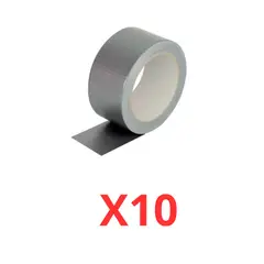 DALI - Pack de 10 Cintas Adhesiva americana De Tela Gaffer O Duct Tape 10mts gris