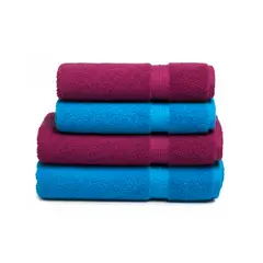 CHITECO - Pack 4 Toallas (By Lourdes) 500g Baño & Manos Turquesa - Rojo