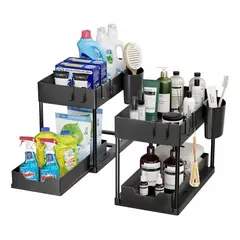 ANYHOGAR - 2 Piezas 2 Niveles Organizador Multifuncional Baño Cocina