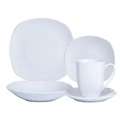 HALLEN - Juego De Vajilla Cuadrado 30 Piezas Porcelana 30 Piezas Blanco