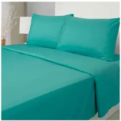 KEYHOME - Juego de Sábanas Embossed Microfibra Turquesa 1.5 Plaza
