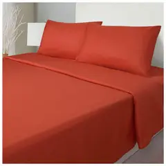 KEYHOME - Juego de Sábanas Embossed Microfibra Terracota 1.5 Plaza