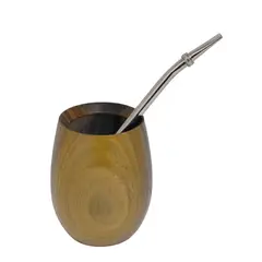 GENERICO - Mate Tazon De Madera Taza 100ml Con Bombilla