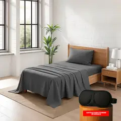 OKAERI - JUEGO DE SABANAS 200 HILOS TWIN XL - Gris oscuro - 1 plaza