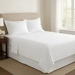 LE NUIT - Sábanas King Algodón Egipcio 300 Hilos Liso Blanco