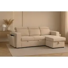 SWEET HOGAR - Sofá seccional color beige modelo Roma