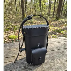 GENERICO - BOLSO MATERO CON BOLSILLO NEGRO 100% CUERO