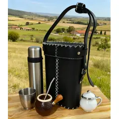 GENERICO - BOLSO MATERO NEGRO 100% CUERO