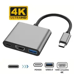 MALIK - Adaptador Tipo C a HDMI, Carga y USB 3.0 - 9175