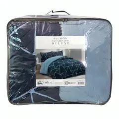 DORAL - Plumón Estampado Deluxe Sherpa 2,5 Plazas Triángulos Azules –