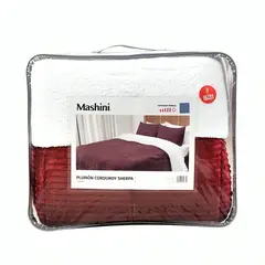 MASHINI - Plumón Corduroy Sherpa 2 Plazas Burdeo 230×240 cm-MASHINI