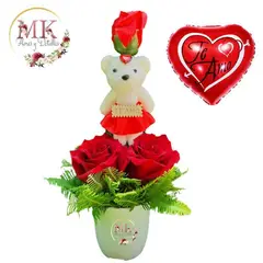 GENERICO - Taza de 2 Rosas Peluchito y Globito