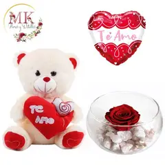 GENERICO - Rosa Preservada Peluche Oso 28cm y Globo