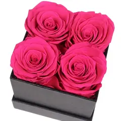 GENERICO - Box Cuadrado 4 Rosas Fucsias Eternas de Jabón