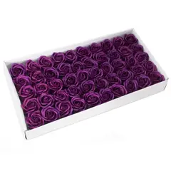GENERICO - Caja de 50 Rosas Moradas Eternas de Jabón