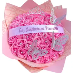 GENERICO - Bouquet de 50 Rosas Rosadas Eternas