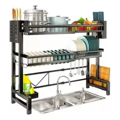 KUANGYE - Escurridor Retráctil Secador Ajustable Loza Platos 2 Niveles