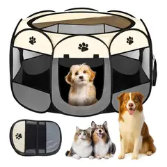 EVERSO - Corral Plegable Portátil Para Mascotas Perro Gato 8 Paneles