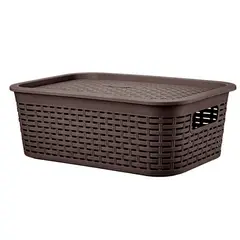 REYPLAST - Caja Organizadora Canastilla Ratán 13 Lt. Marron oscuro