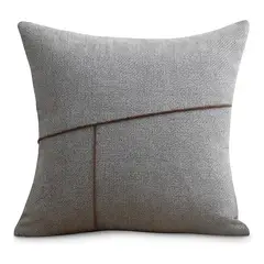 GENERICO - Pack De 02 Fundas De Cojin - Chenille Detalle En Yute 45x45 Gris