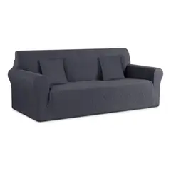 EVERSO - Funda Cubre Sofá Protectora Premium Cuadrille 3 Cuerpos Gris oscuro