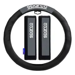 SPARCO - CUBRE VOLANTE Y CINTURON GRIS CON NEGRO SPC1111