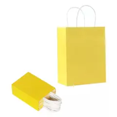 MALIK - Pack 24 bolsas de regalo amarillas 21x13x8 cm