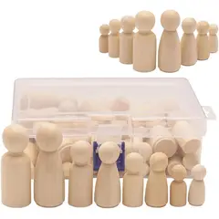 ATURE - 50u Figura Muñecas De Madera Juego Familiar Para Pintar